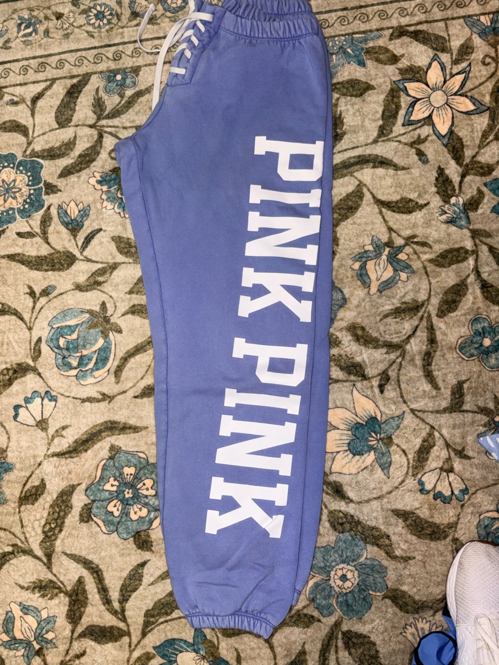 PINK Victoria's Secret Lavender Blue Jogger Sweatpants with White Logo